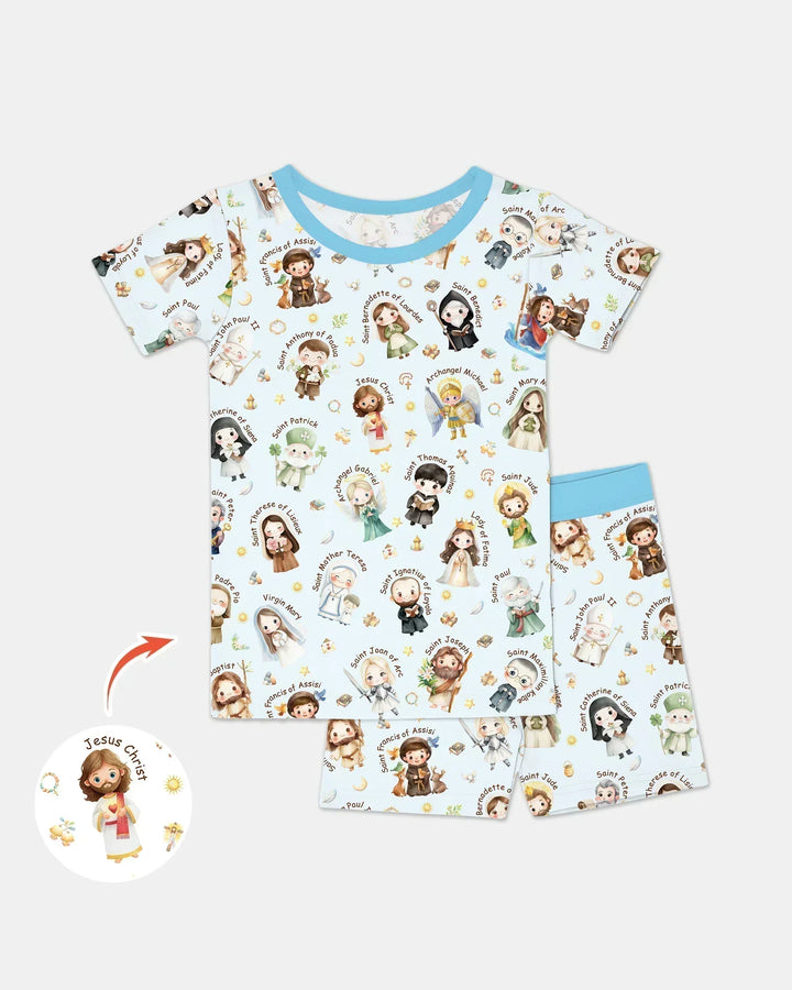 Little Saints Bamboo Two Piece Short Sleeve Shorts Pajama Set