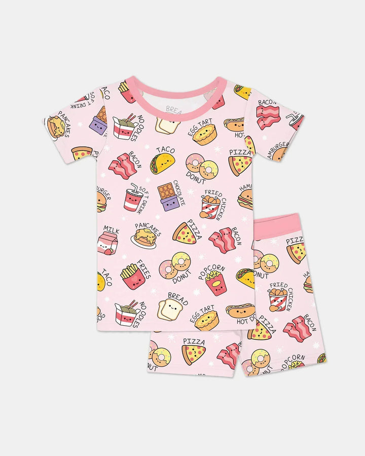 Kawaii Yummy Food Bamboo Two Piece Short Sleeve Shorts Pajama Set