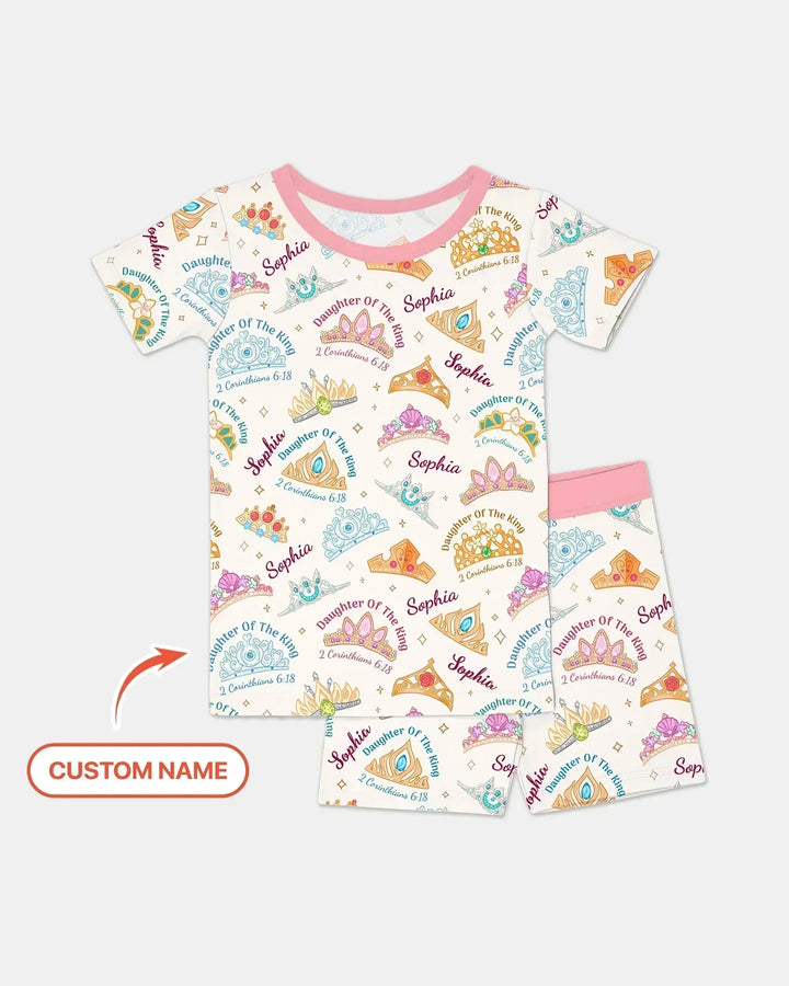 Daughter Of The King Custom Name Bamboo Two Piece Short Sleeve Shorts Pajama Set