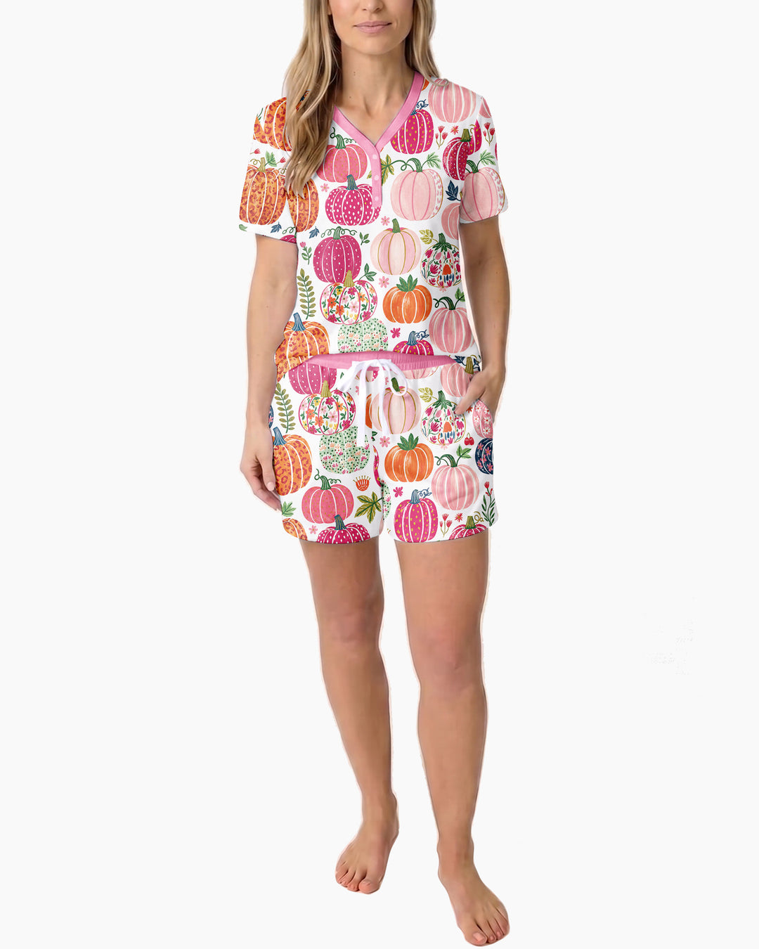 Pumpkin Patch Party Bamboo Women Short Sleeve Short Pajama Set