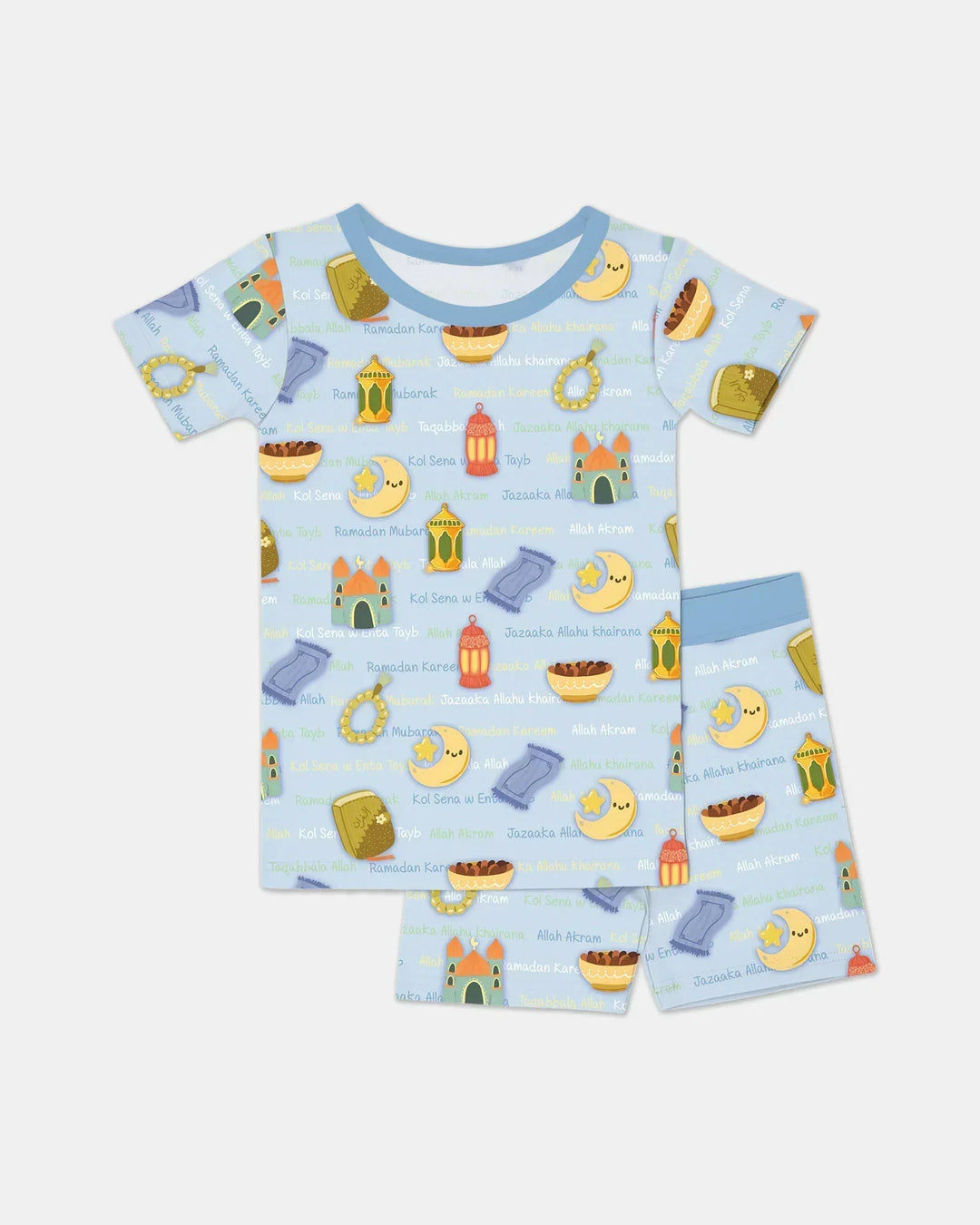 Ramadan Mubarak Family Matching Bamboo Two Piece Short Sleeve Shorts Pajama Set