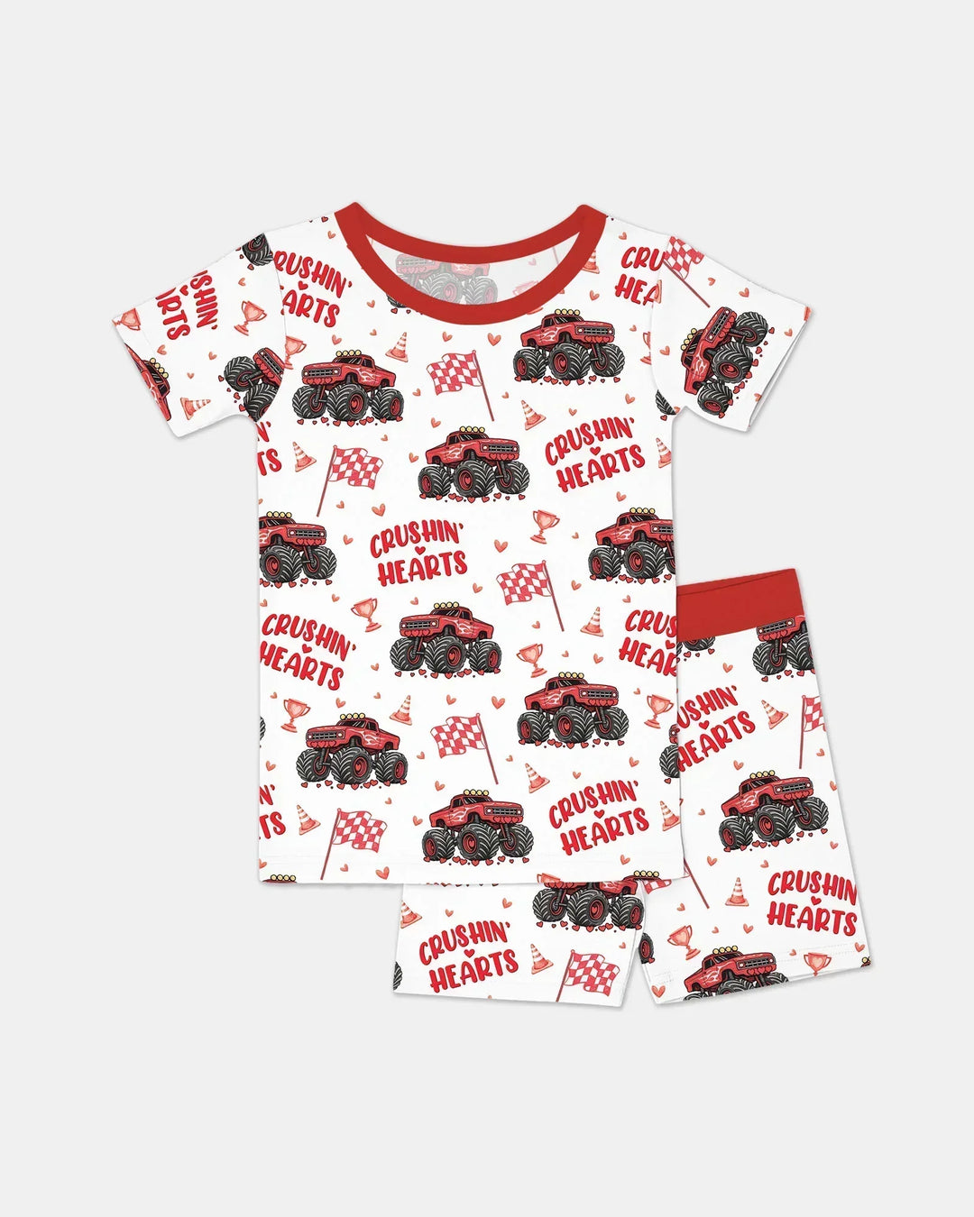Crushin Hearts Bamboo Two Piece Short Sleeve Shorts Pajama Set