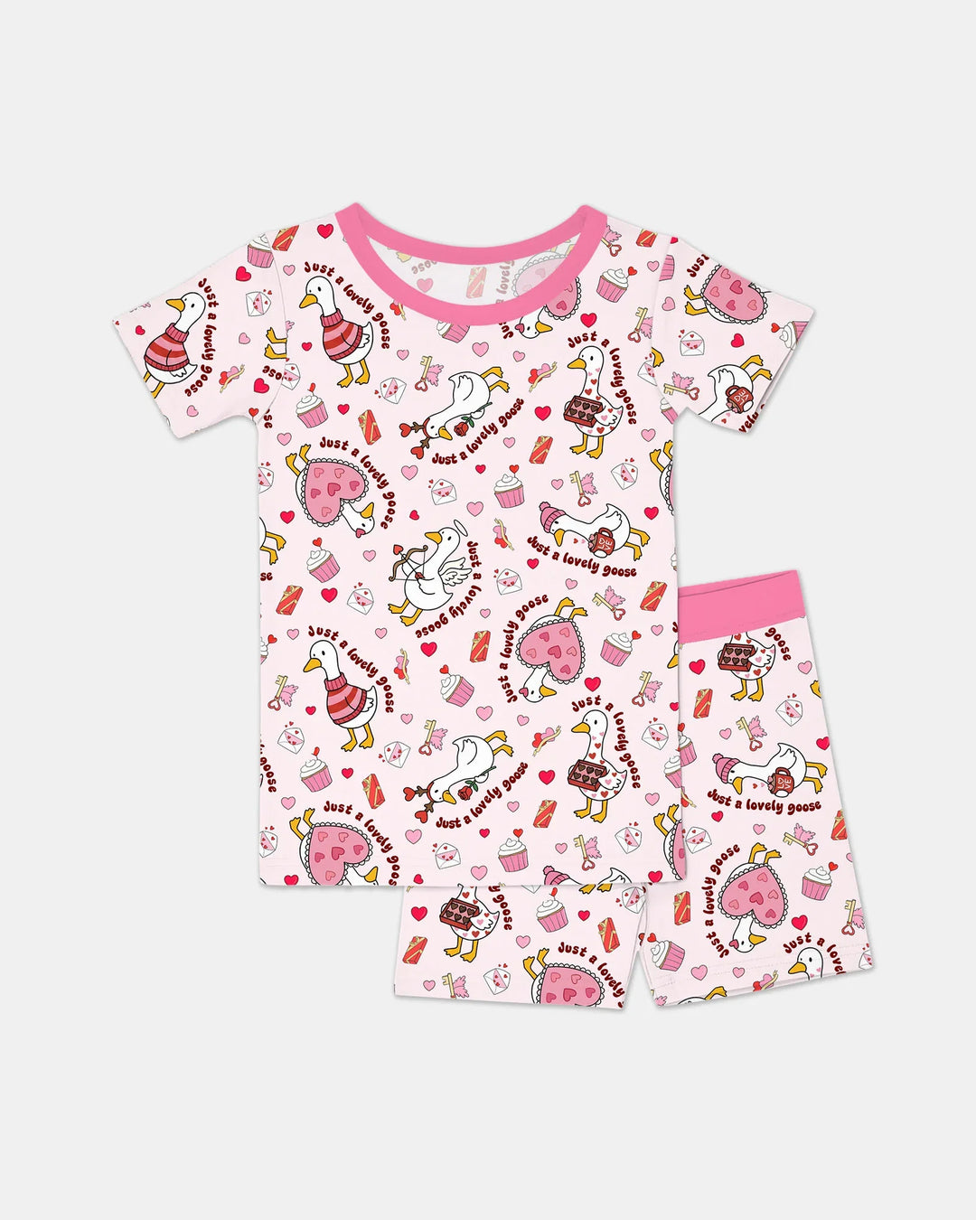 Valentine Silly Goose Bamboo Two Piece Short Sleeve Shorts Pajama Set