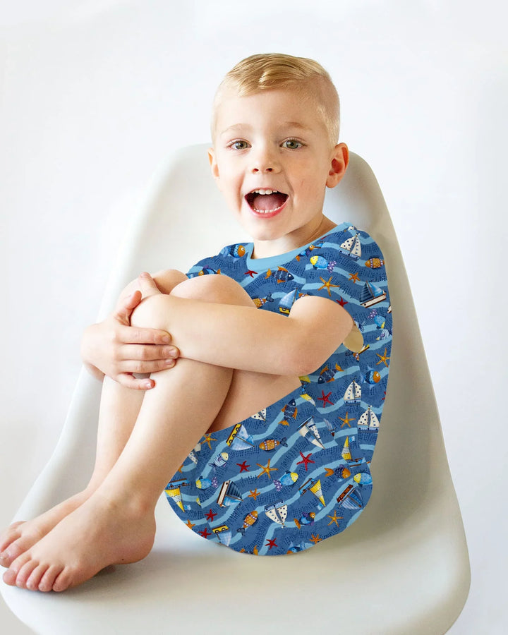 Blue Sail La Vie Family Matching Bamboo Two Piece Short Sleeve Shorts Pajama Set