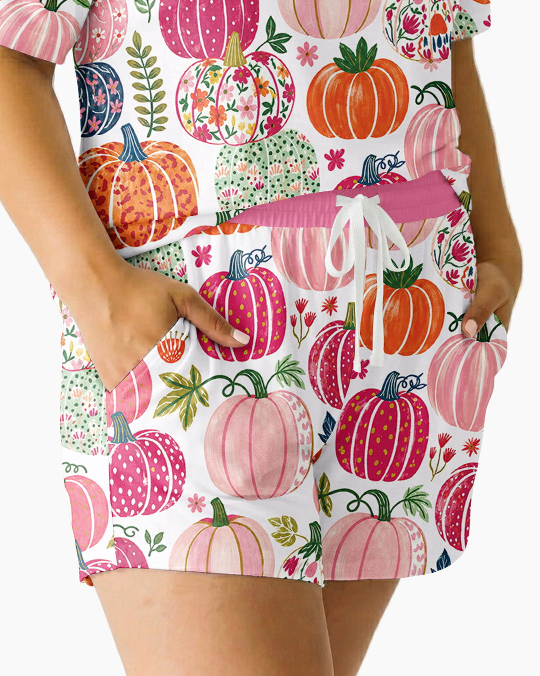Pumpkin Patch Party Bamboo Women Short Sleeve Short Pajama Set