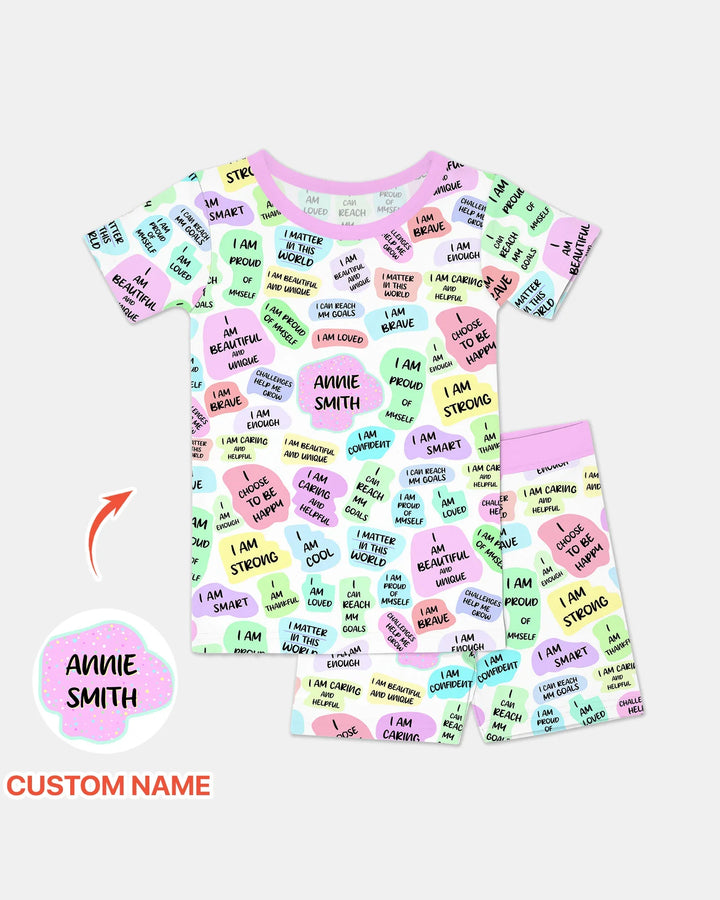 Mom & Baby Daily Affirmation Bamboo Two Piece Short Sleeve Shorts Pajama Set