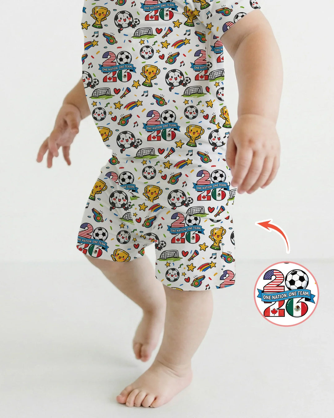 Soccer Fever 2026 Family Matching Bamboo Two Piece Short Sleeve Shorts Pajama Set
