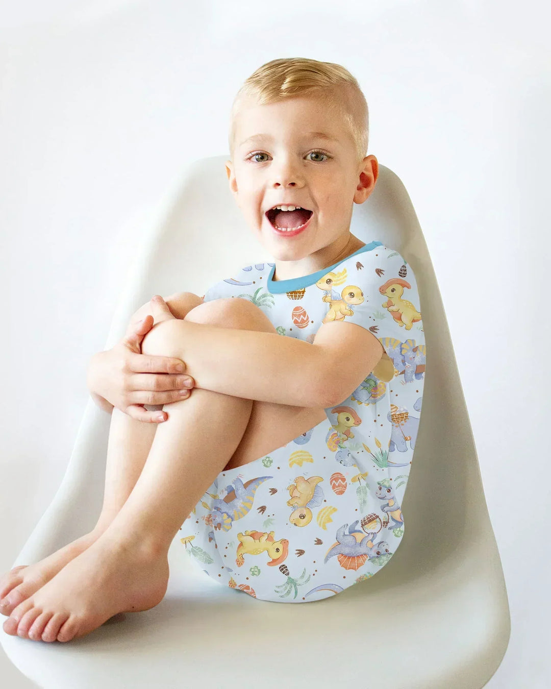 Dino Easter Bamboo Two Piece Short Sleeve Shorts Pajama Set