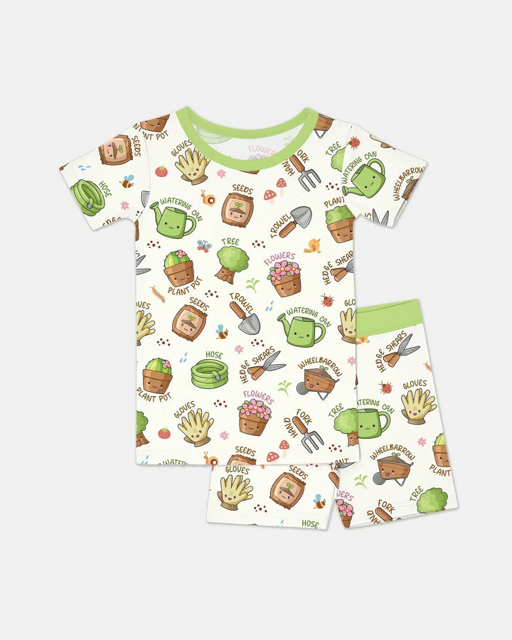 Kawaii Garden Crew Bamboo Two Piece Short Sleeve Shorts Pajama Set