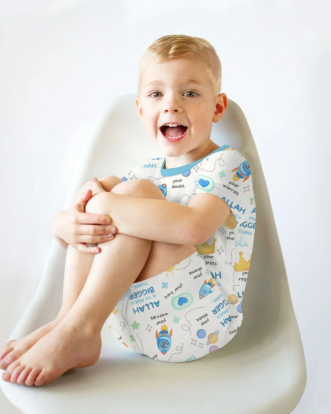 "Allah Is So Much Bigger Than..." Family Matching Bamboo Two Piece Short Sleeve Shorts Pajama Set