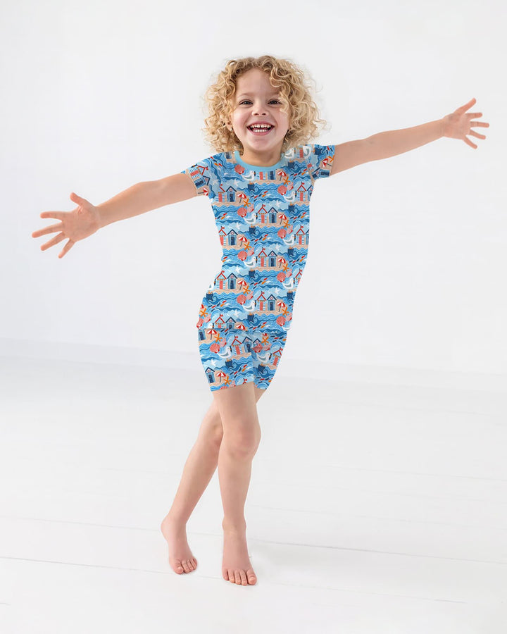 Little Beach Day Bamboo Two Piece Short Sleeve Shorts Pajama Set