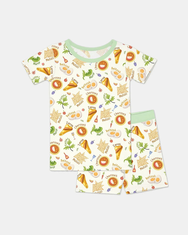Happy Passover Family Matching Bamboo Two Piece Short Sleeve Shorts Pajama Set