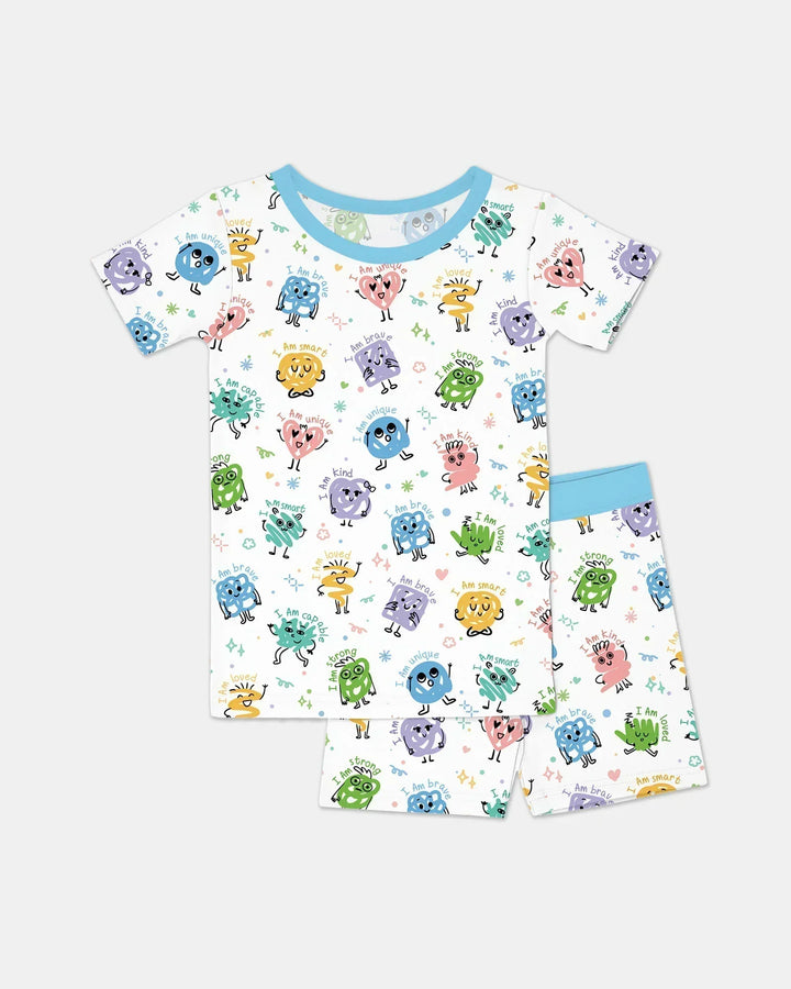 Positive Affirmations Bamboo Two Piece Short Sleeve Shorts Pajama Set