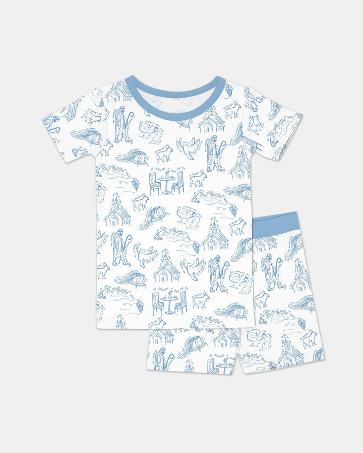 Psalm 23 Sketch Bamboo Two Piece Short Sleeve Shorts Pajama Set