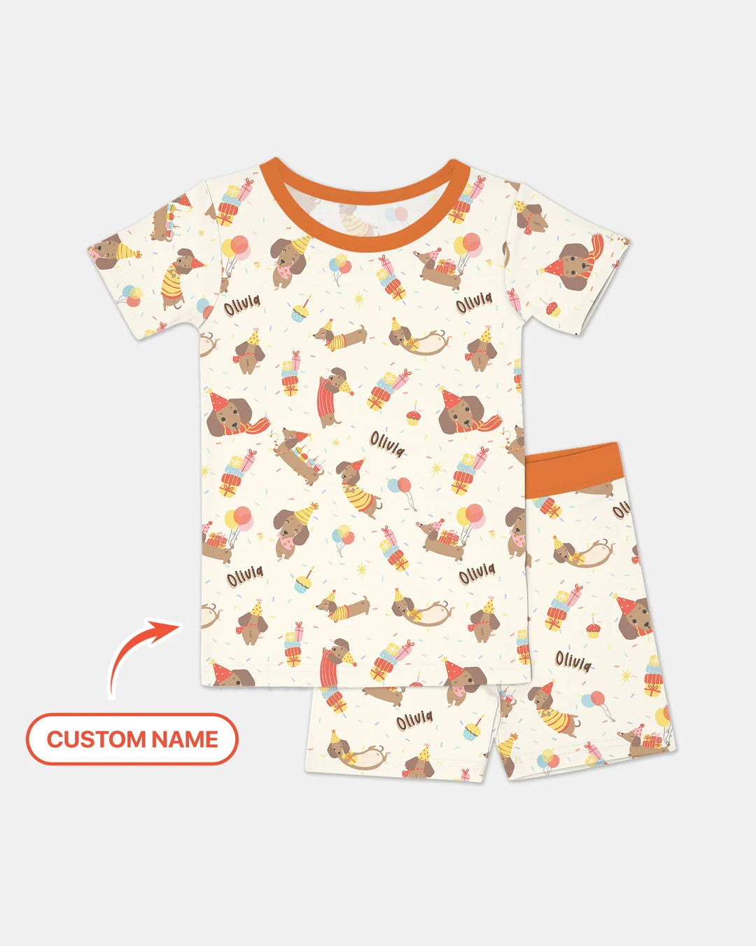 Dachshund Birthday Bamboo Two Piece Short Sleeve Shorts Pajama Set