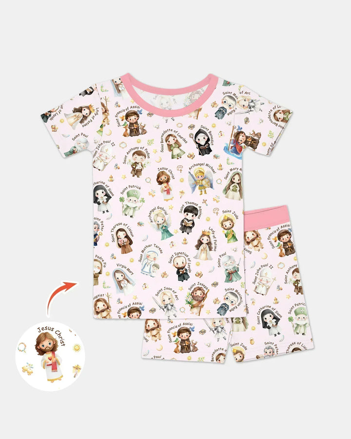 Little Saints Bamboo Two Piece Short Sleeve Shorts Pajama Set