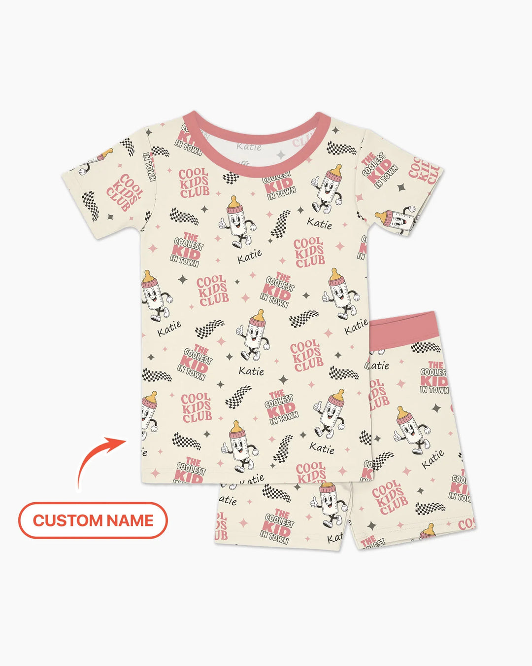 Custom Name Cool Club Daddy & Me Matching Bamboo Two Piece Short Sleeve Shorts Pajama Set