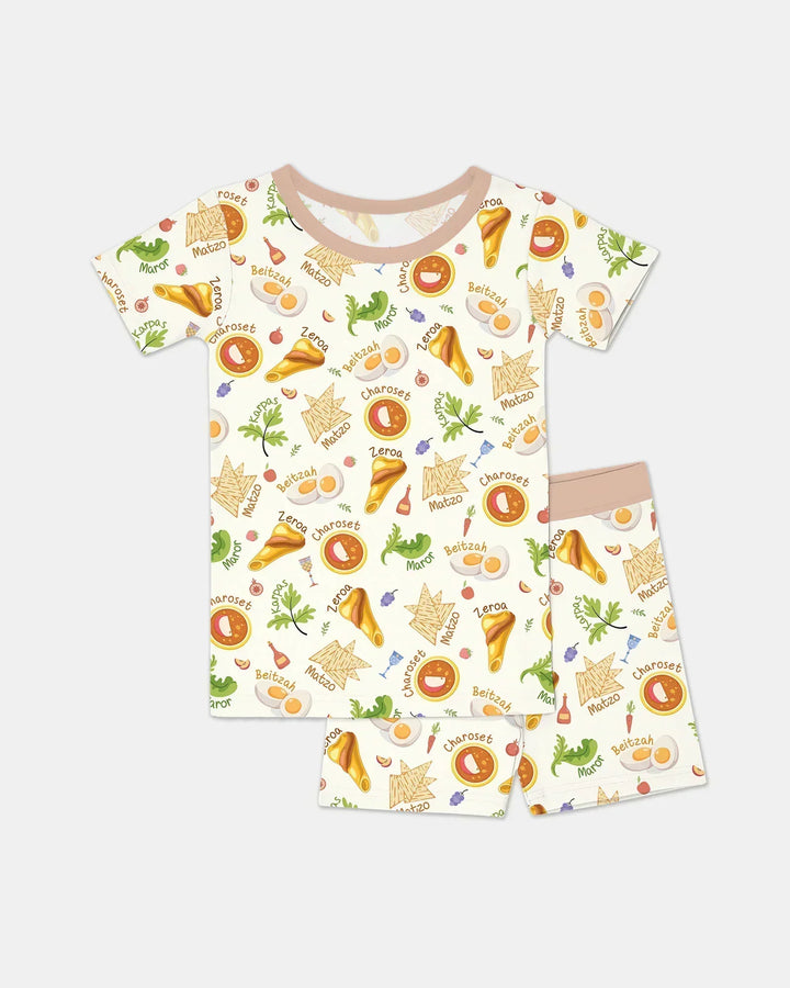 Happy Passover Family Matching Bamboo Two Piece Short Sleeve Shorts Pajama Set