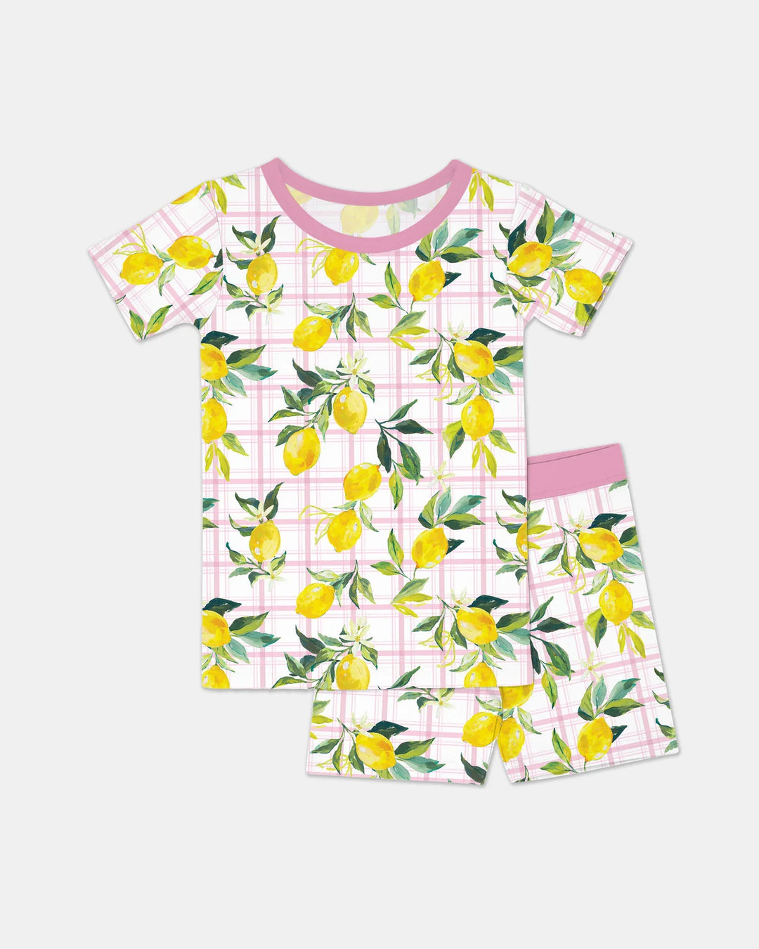 Mediterranean Lemons Family Matching Bamboo Two Piece Short Sleeve Shorts Pajama Set