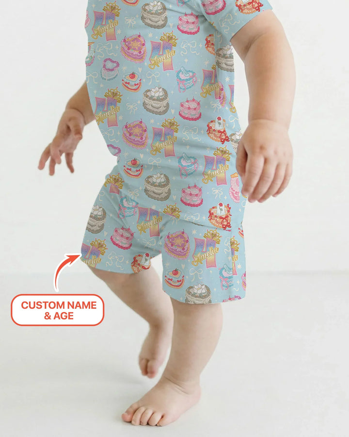 Custom Princess Baby Birthday Bamboo Two Piece Short Sleeve Shorts Pajama Set