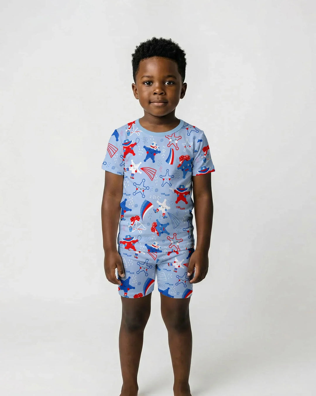 Howdy America Star Bamboo Two Piece Short Sleeve Shorts Pajama Set