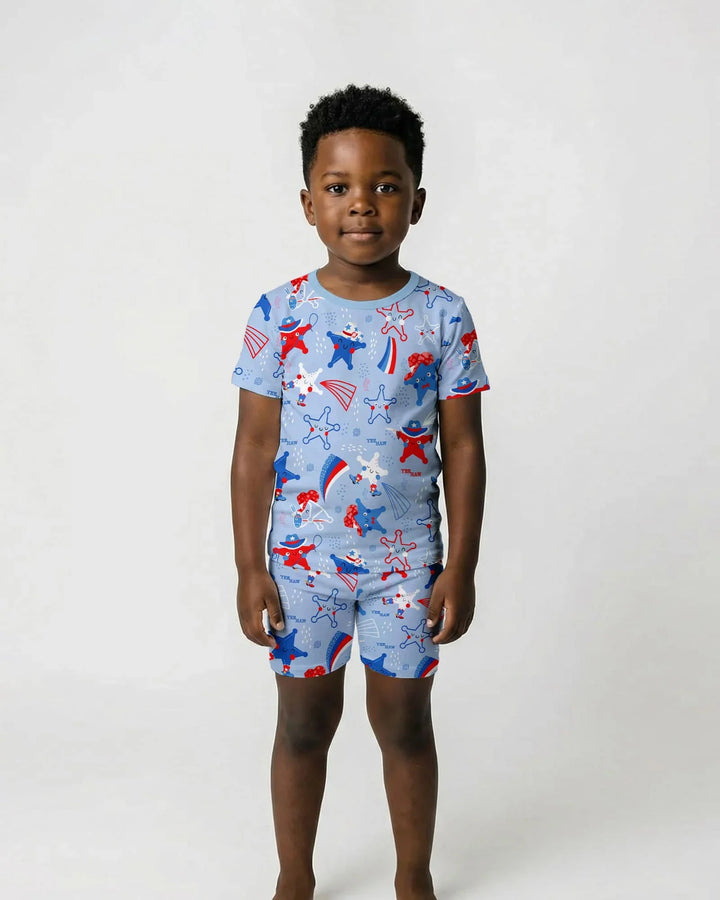 Howdy America Star Bamboo Two Piece Short Sleeve Shorts Pajama Set