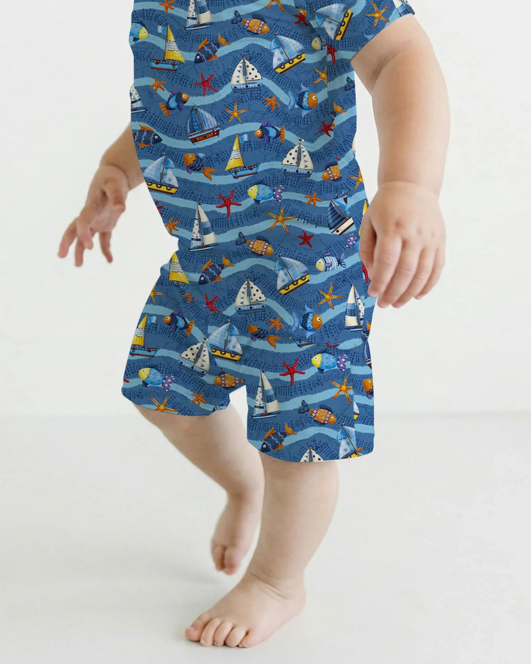 Blue Sail La Vie Family Matching Bamboo Two Piece Short Sleeve Shorts Pajama Set