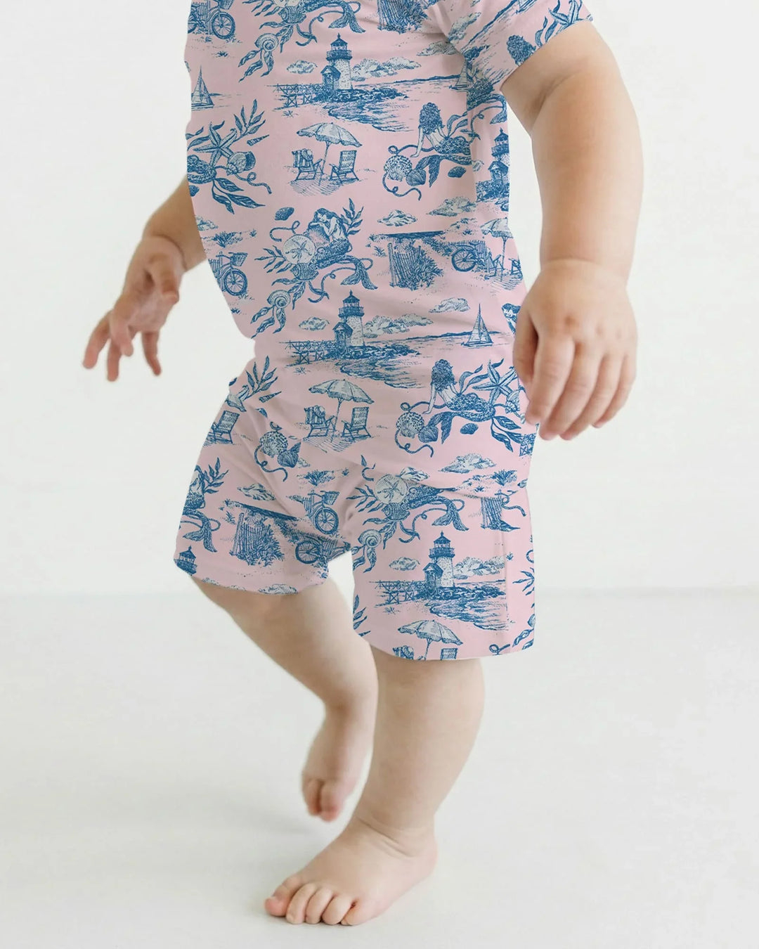 Summer Toile Bamboo Two Piece Short Sleeve Shorts Pajama Set