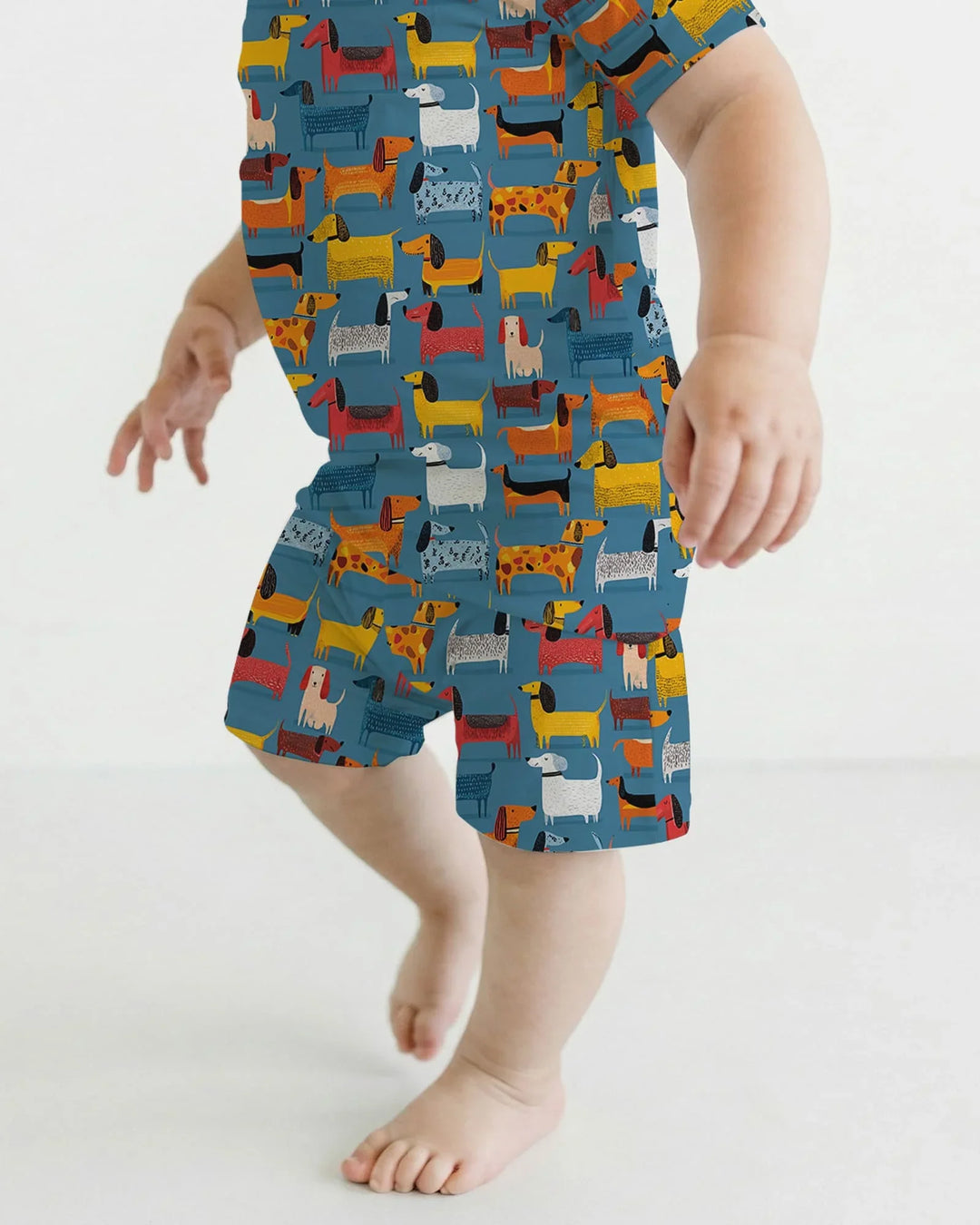 Whimsical Dachshund Bamboo Two Piece Short Sleeve Shorts Pajama Set