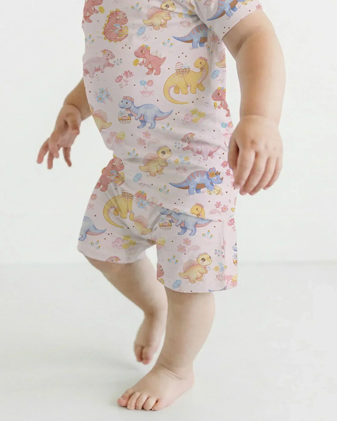 Dino Easter Bamboo Two Piece Short Sleeve Shorts Pajama Set