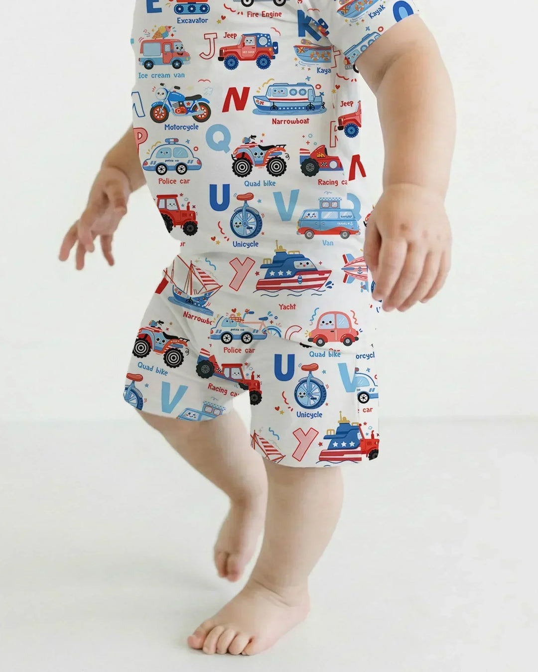 Patriotic Construction Bamboo Two Piece Short Sleeve Shorts Pajama Set