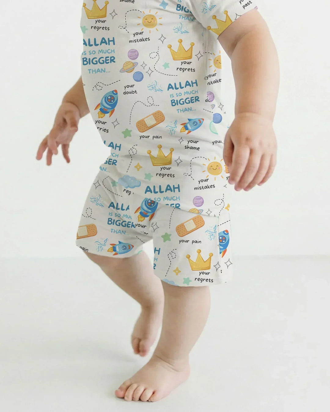 "Allah Is So Much Bigger Than..." Family Matching Bamboo Two Piece Short Sleeve Shorts Pajama Set