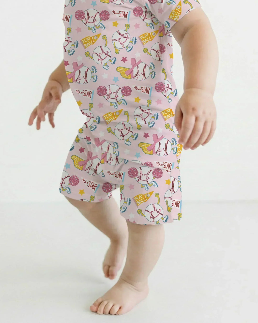 Baseball Crew Bamboo Two Piece Short Sleeve Shorts Pajama Set
