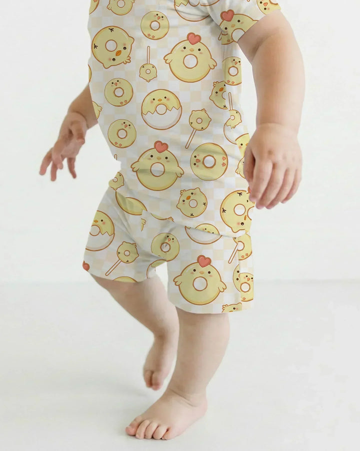 Easter Donuts Bamboo Two Piece Short Sleeve Shorts Pajama Set