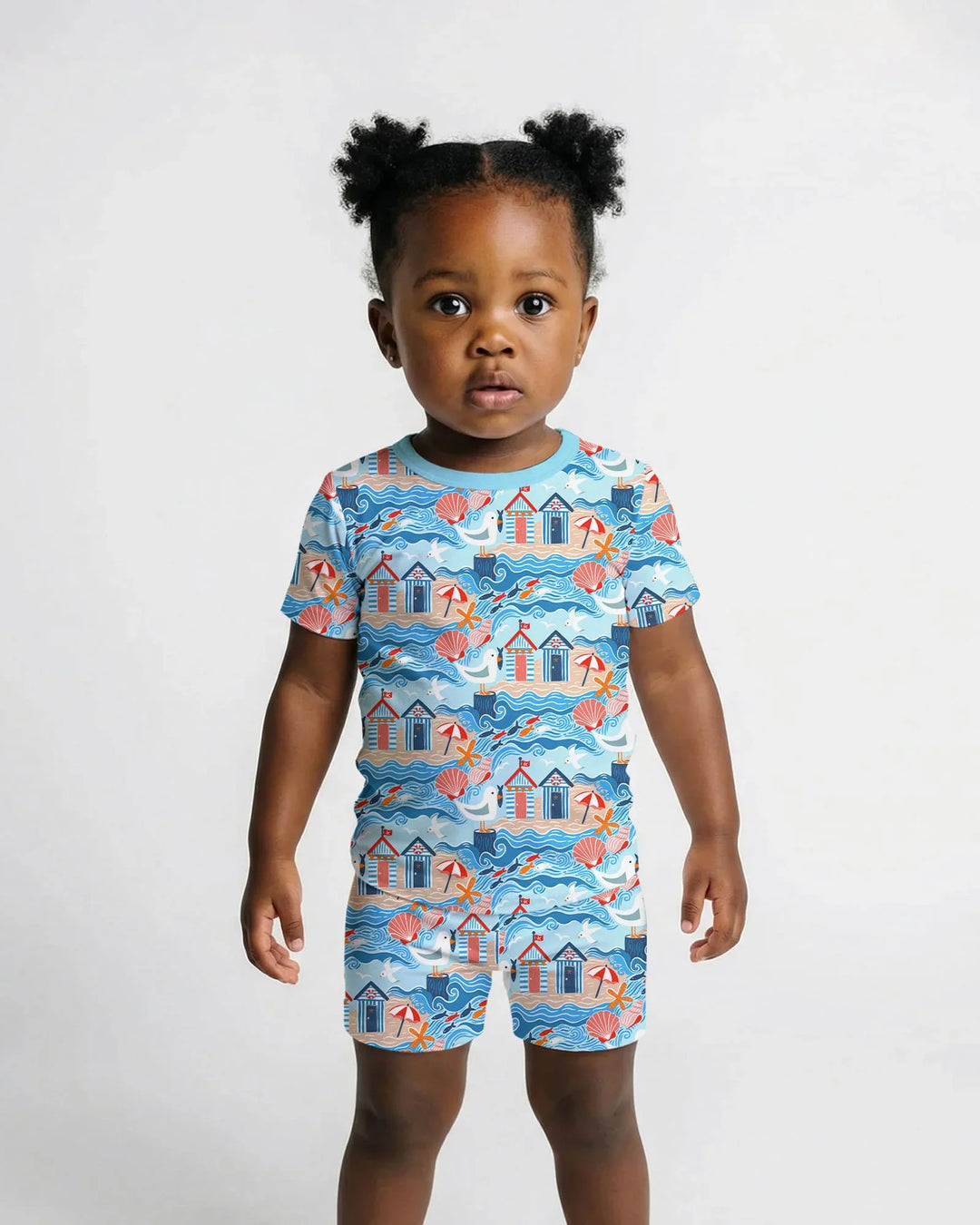 Little Beach Day Bamboo Two Piece Short Sleeve Shorts Pajama Set
