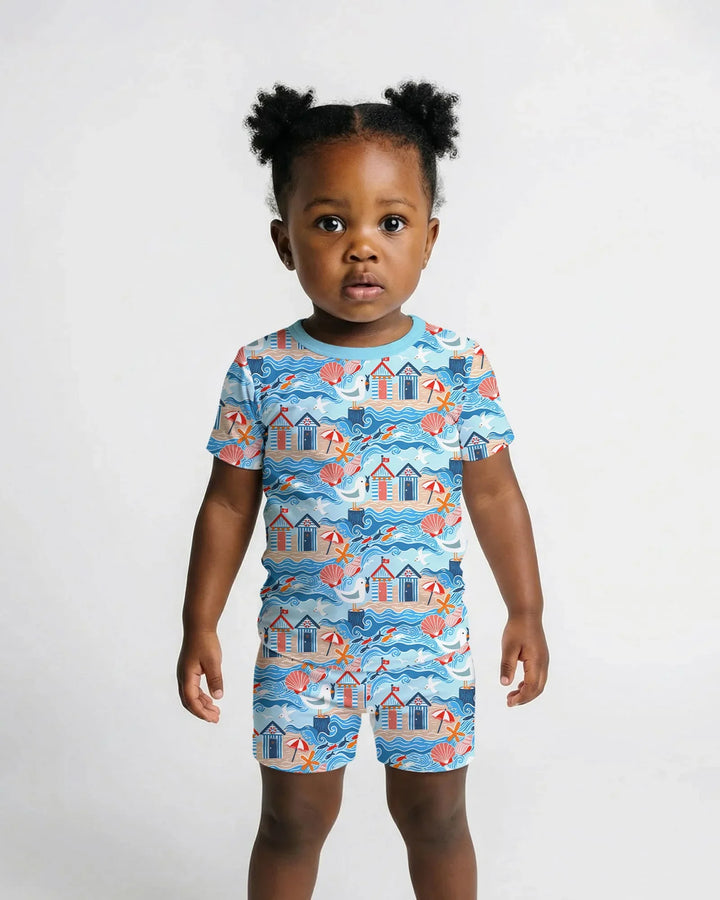 Little Beach Day Bamboo Two Piece Short Sleeve Shorts Pajama Set