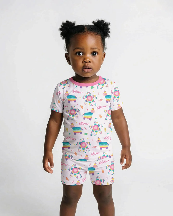 Custom Name Smash the Pinata Bamboo Two Piece Short Sleeve Shorts Pajama Set