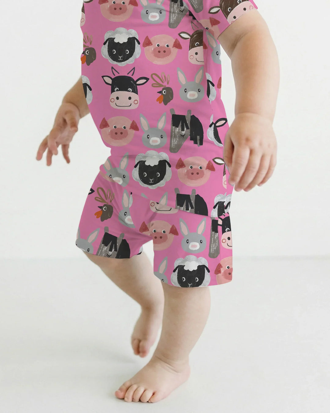 Farm Friends Family Matching Bamboo Two Piece Short Sleeve Shorts Pajama Set