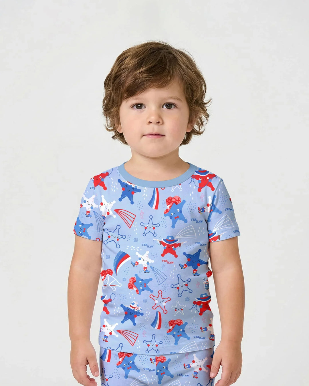 Howdy America Star Bamboo Two Piece Short Sleeve Shorts Pajama Set