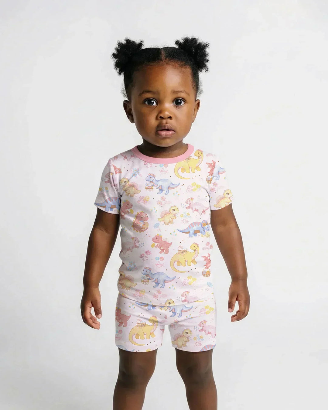 Dino Easter Bamboo Two Piece Short Sleeve Shorts Pajama Set