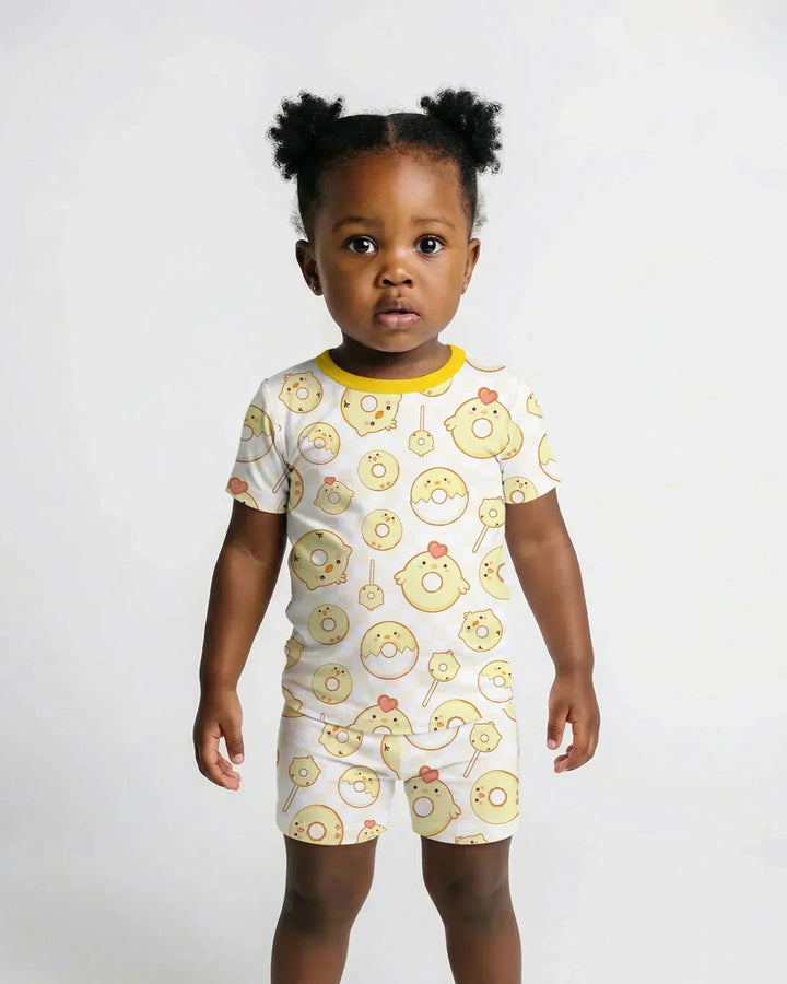Easter Donuts Bamboo Two Piece Short Sleeve Shorts Pajama Set