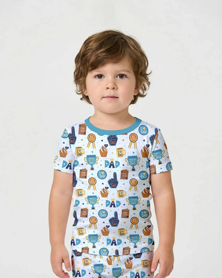 World's Best Dad Bamboo Two Piece Short Sleeve Shorts Pajama Set