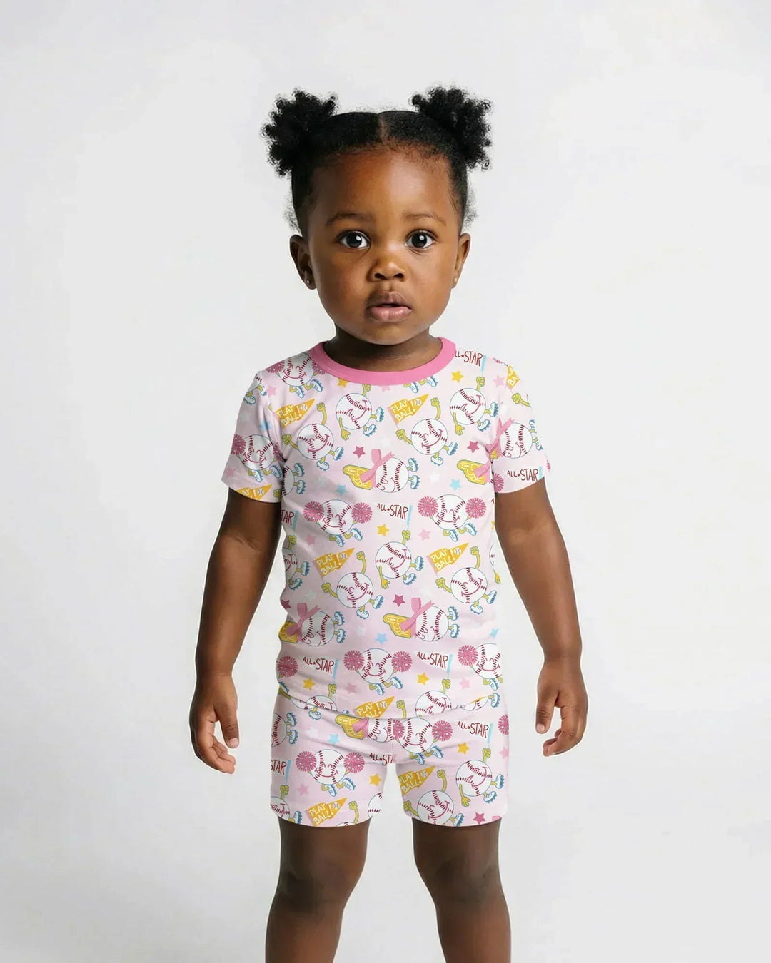 Baseball Crew Bamboo Two Piece Short Sleeve Shorts Pajama Set