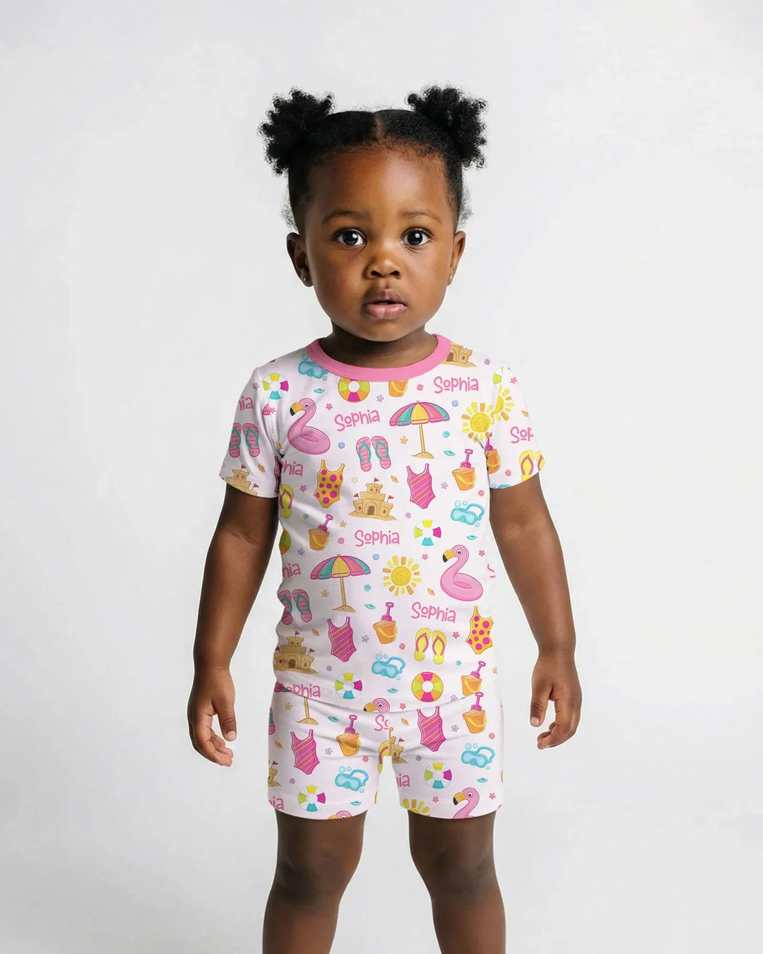 Custom Name Summer is Fun Bamboo Two Piece Short Sleeve Shorts Pajama Set