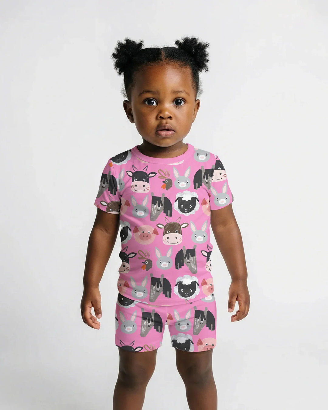 Farm Friends Family Matching Bamboo Two Piece Short Sleeve Shorts Pajama Set