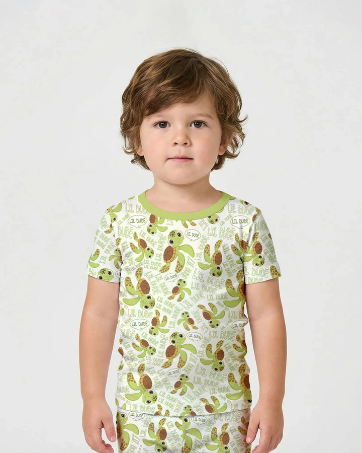 Father and Son Turtle Bamboo Two Piece Short Sleeve Shorts Pajama Set