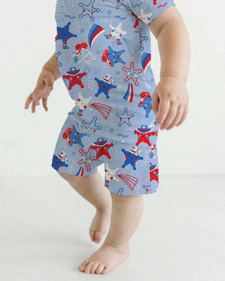 Howdy America Star Bamboo Two Piece Short Sleeve Shorts Pajama Set
