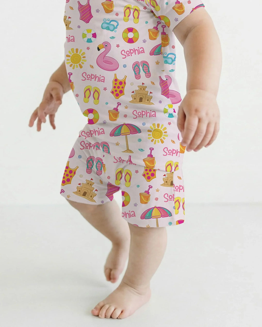 Custom Name Summer is Fun Bamboo Two Piece Short Sleeve Shorts Pajama Set