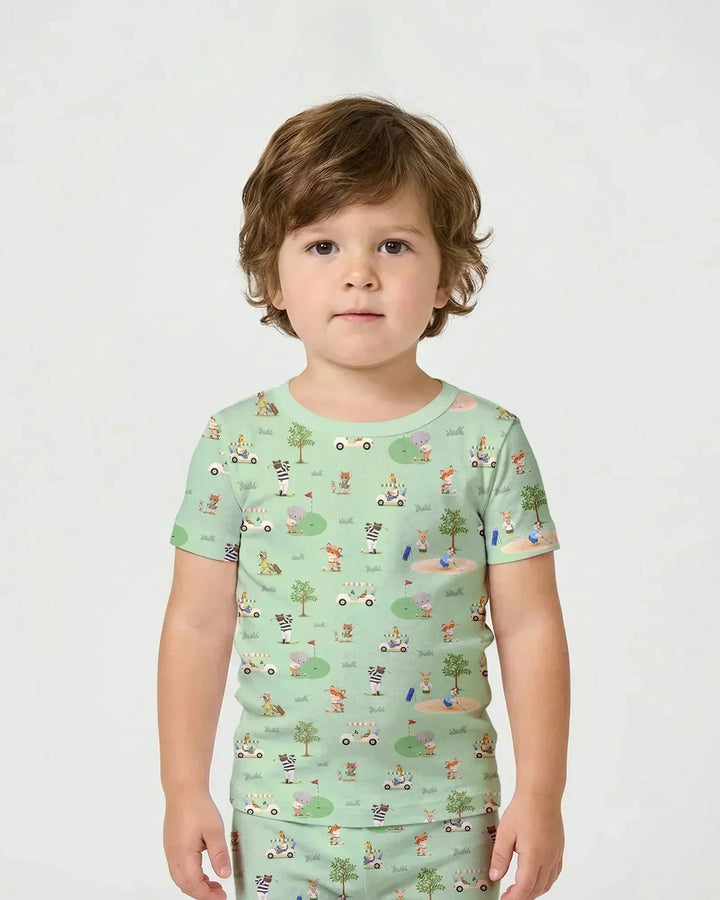 Let's Golf Bamboo Two Piece Short Sleeve Shorts Pajama Set