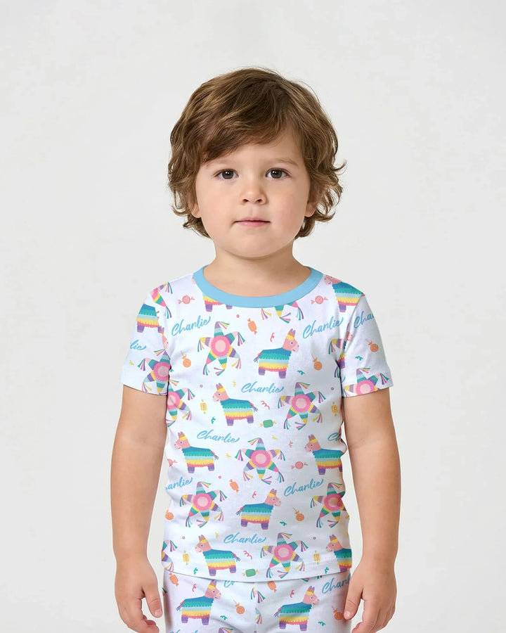 Custom Name Smash the Pinata Bamboo Two Piece Short Sleeve Shorts Pajama Set